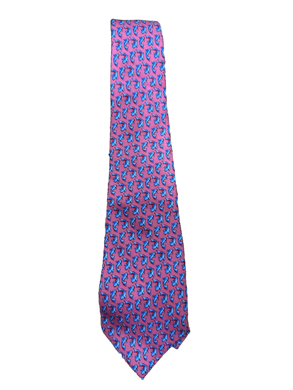 VINEYARD VINES Men’s Pink Coral Martha Vineyard’s Silk Fish Tie Hand Rare